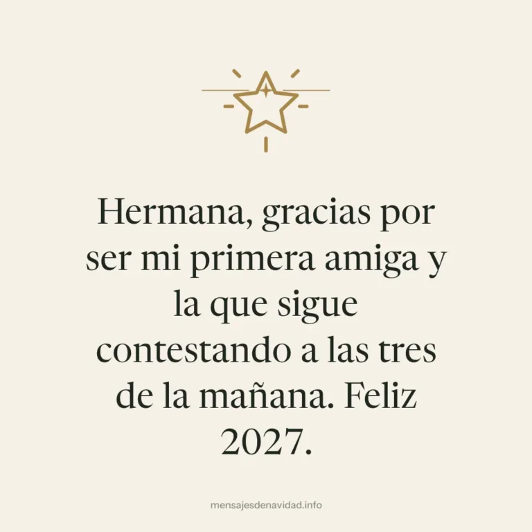 Hermana, gracias por ser mi primera amiga y la que sigue contestando a las tres de la mañana. Feliz 2027.