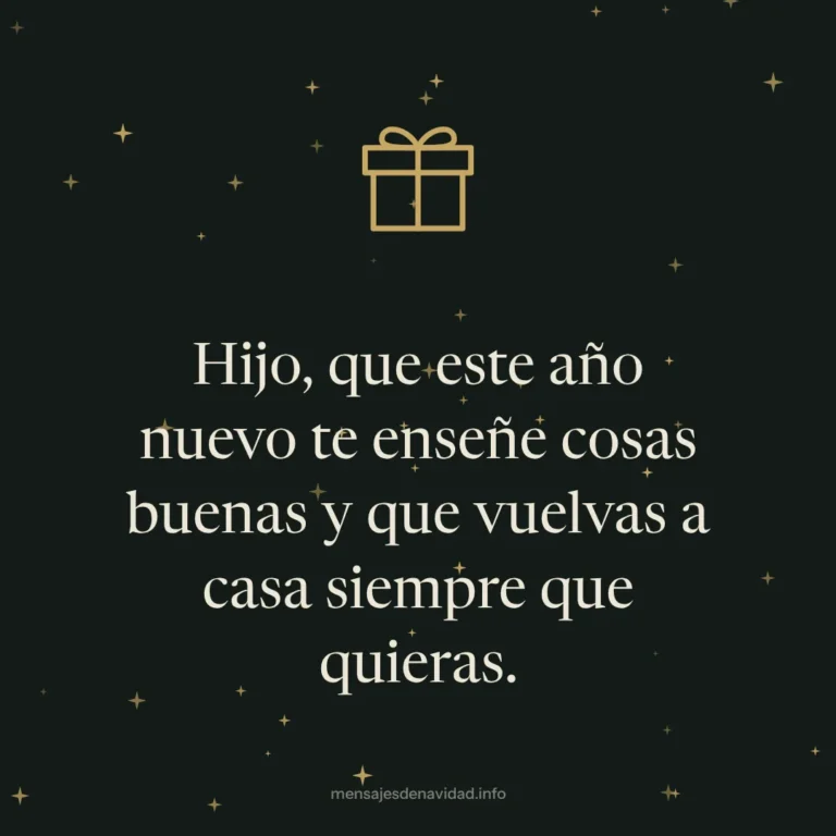 Hijo, que este año nuevo te enseñe cosas buenas y que vuelvas a casa siempre que quieras.