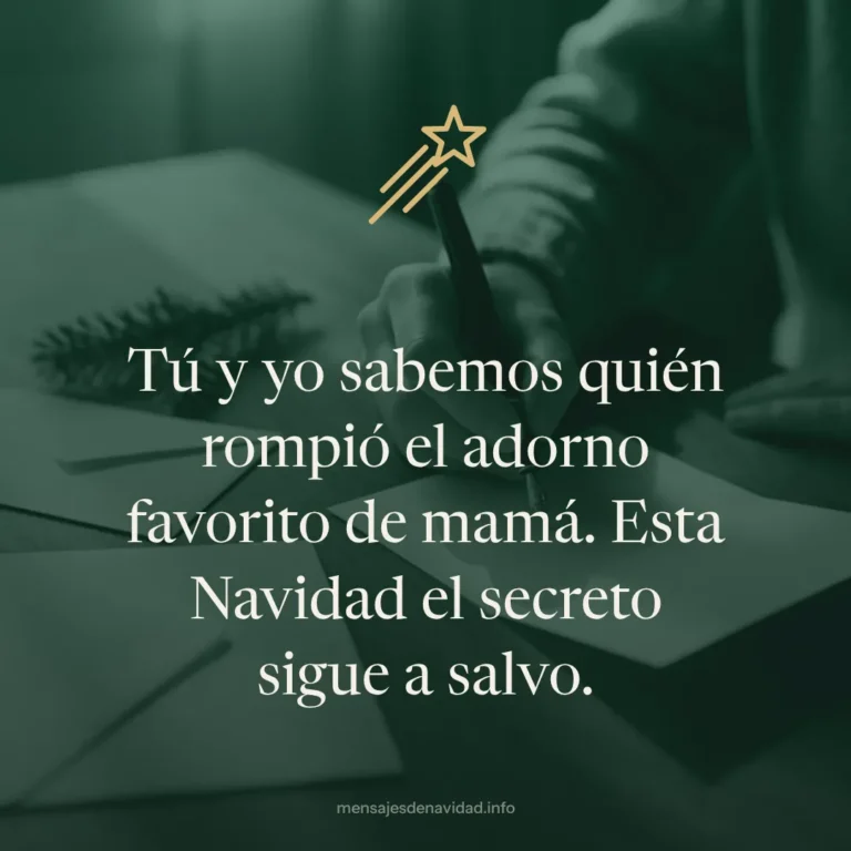 Tú y yo sabemos quién rompió el adorno favorito de mamá. Esta Navidad el secreto sigue a salvo.